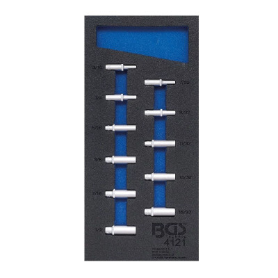 Wkłady do kluczy nasadowych sześciokątnych 6,3 mm (1/4")  w rozmiarach calowych  głębokie 11 szt.
