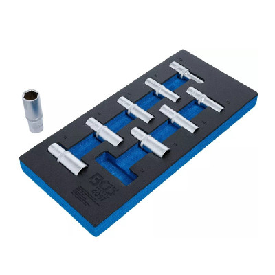 Wkład do wózka warsztatowego 1/3: Wkłady do kluczy nasadowych sześciokątnych 12,5 mm (1/2") 10-24 mm głębokie 9 szt.