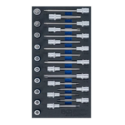 Wkład do wózka warsztatowego 1/3: Zestaw nasadek bitowych Napęd kwadratowy wewnętrzny 12,5 mm (1/2") (do Torx) 26 szt.