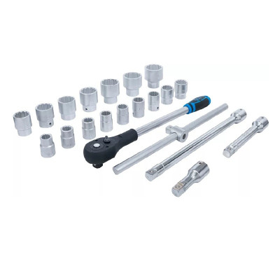 Zestaw kluczy nasadowych 12-kątnych napęd 20 mm (3/4") 21 elementów