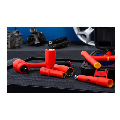 Zestaw kluczy nasadowych VDE Napęd kwadratowy 12,5 mm (1/2") Rozmiar klucza 10 - 24 mm  11 elementów