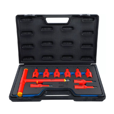 Zestaw końcówek bitowych VDE Napęd kwadratowy wewnętrzny 12,5 mm (1/2")  Profil T (do Torx) T20 - T55  10 elementów