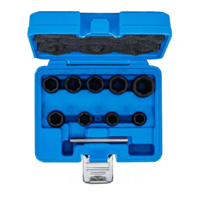 Zestaw nasadek o profilu spiralnym 3/8" zakres 10 - 19 mm