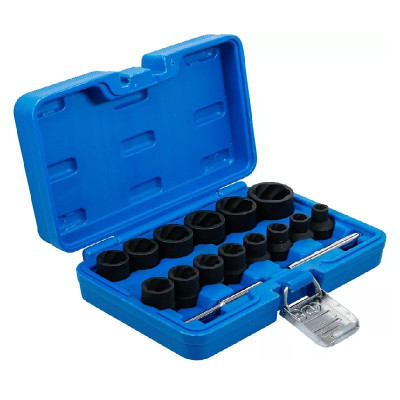 Zestaw nasadek o profilu spiralnym 1/2" zakres 8 - 27 mm