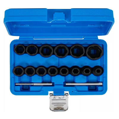 Zestaw nasadek o profilu spiralnym 1/2" zakres 8 - 27 mm